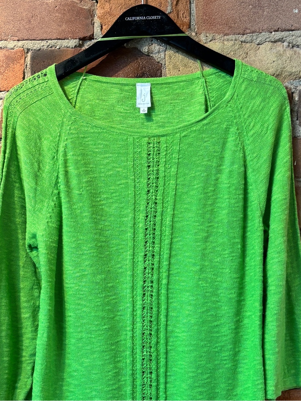 Jones New York Green Linen‑Blend Textured Knit Top • Size Small